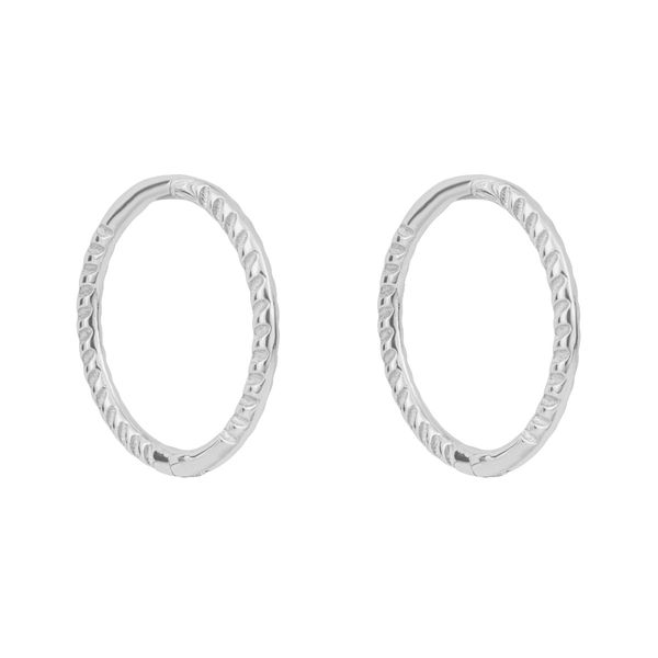 9ct White Gold Mini Rope Huggie Earrings 