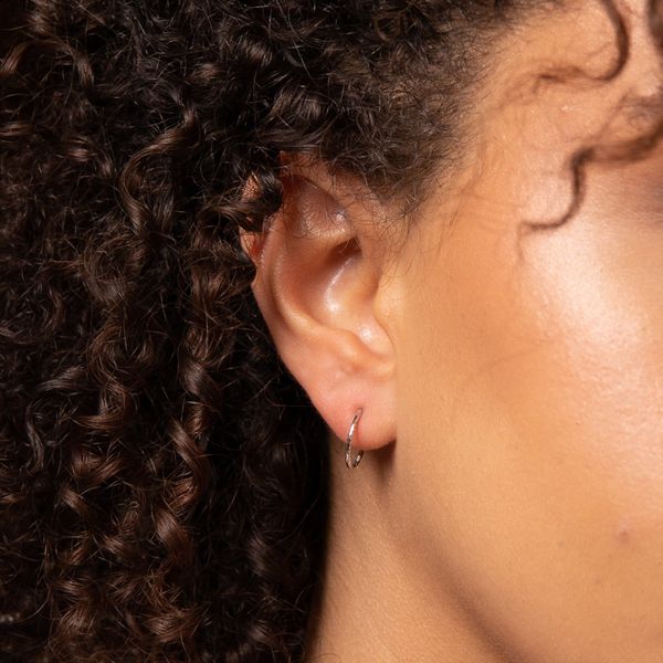 9ct White Gold Mini Rope Huggie Earrings 