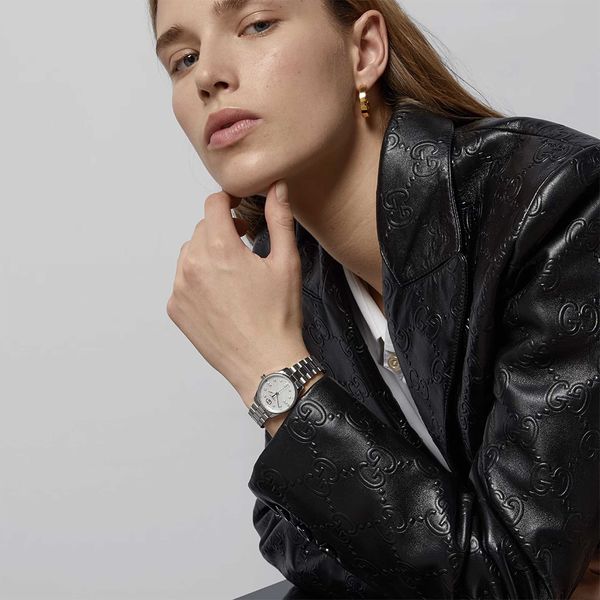 Gucci G- Timeless 29mm Mother of Pearl Diamond Quartz Bracelet Watch