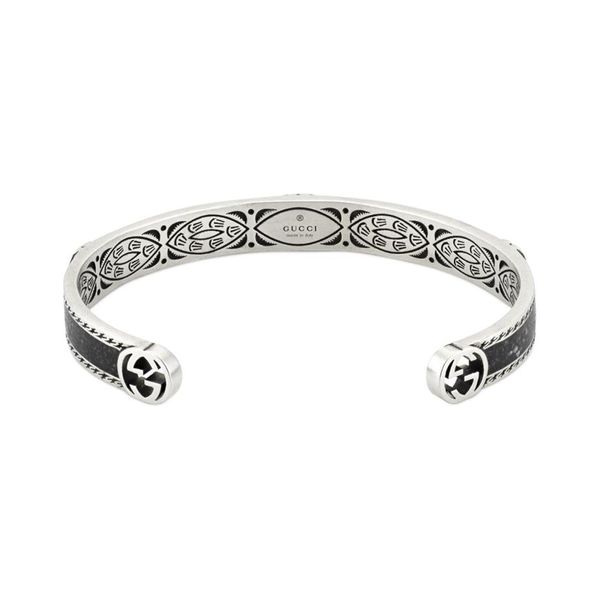 Gucci Interlocking Black Enamel Bangle 