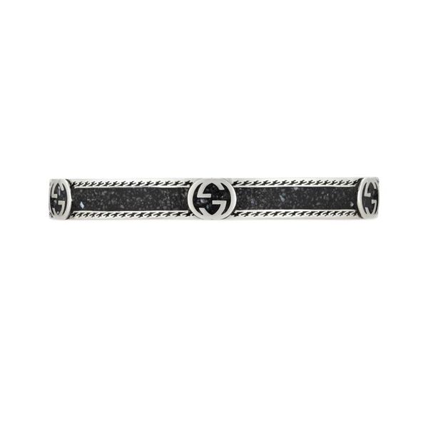 Gucci Interlocking Black Enamel Bangle 