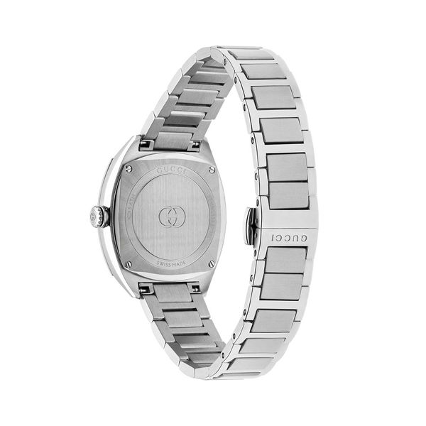 Gucci Interlocking 29mm Silver & Rose Gold Diamond Quartz Bracelet Watch
