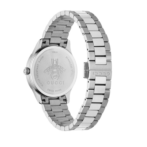 Gucci G-Timeless 32mm Steel Pink Bee Quartz Bracelet Watch