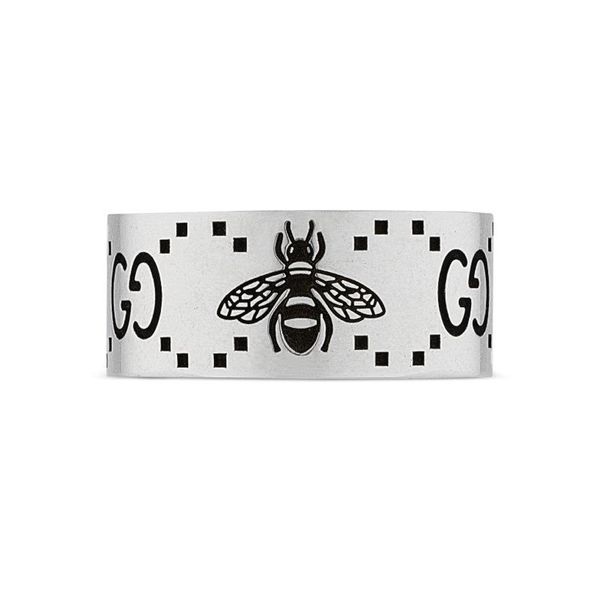 Gucci Signature Double G and Bee 9mm Ring