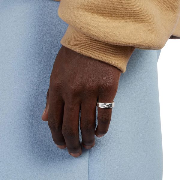 Gucci Diagonal Interlocking G 6mm Silver Ring