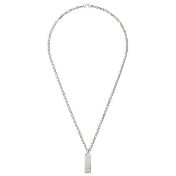 Gucci Tag Diagonal Silver Necklace