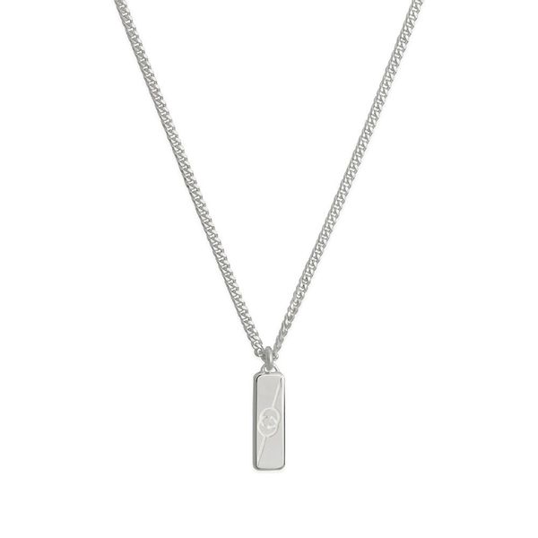 Gucci Tag Diagonal Silver Necklace