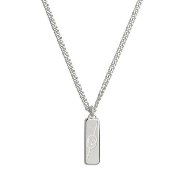 Gucci Tag Diagonal Silver Necklace