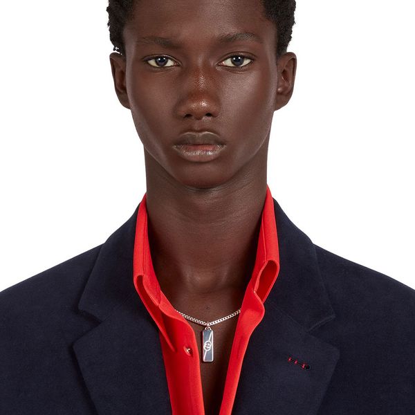 Gucci Tag Diagonal Silver Necklace