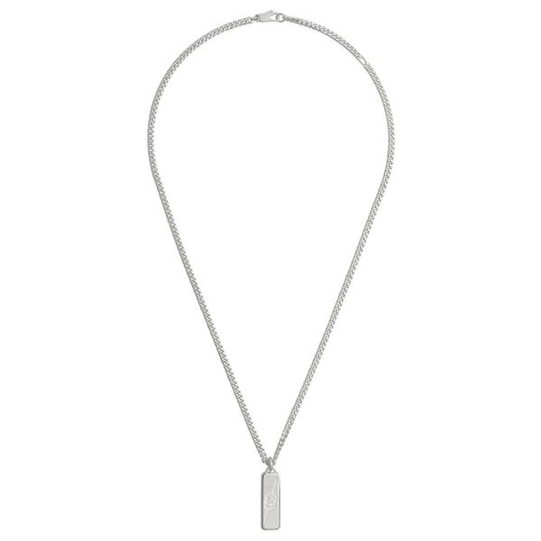 Gucci Tag Diagonal Silver Necklace