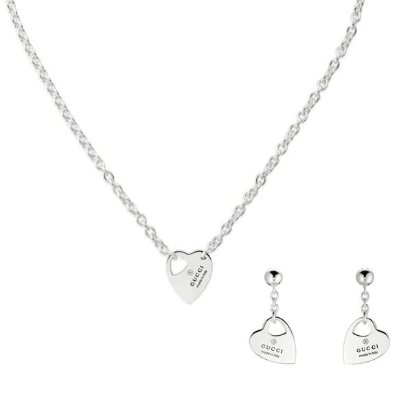 Gucci Trademark Sterling Silver Earrings Necklace Set Peter Jackson