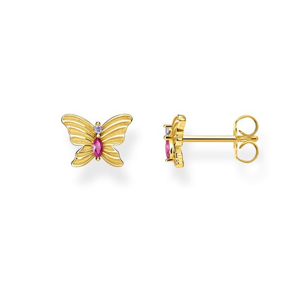 Thomas Sabo Gold Plated Butterfly Stone Studs