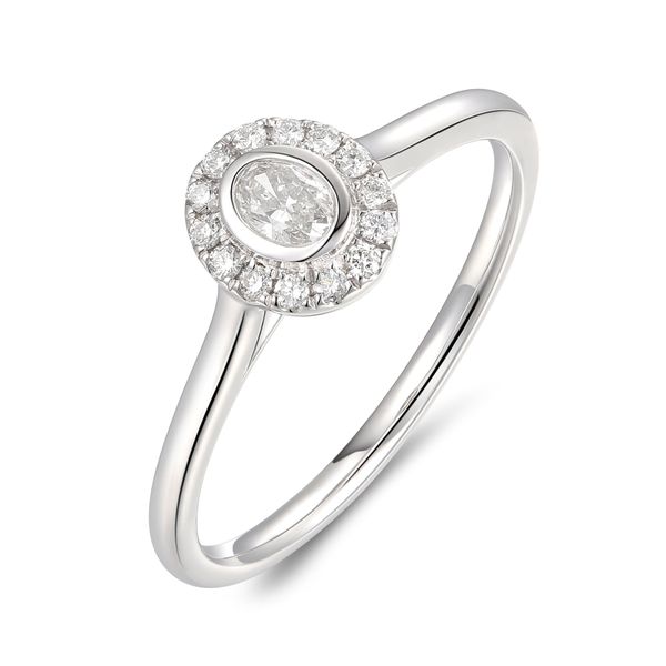 PLATINUM OVAL DIAMOND .26 OVAL HALO RING