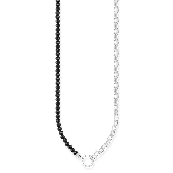 Thomas Sabo Onyx Bead Silver Charm Necklace 