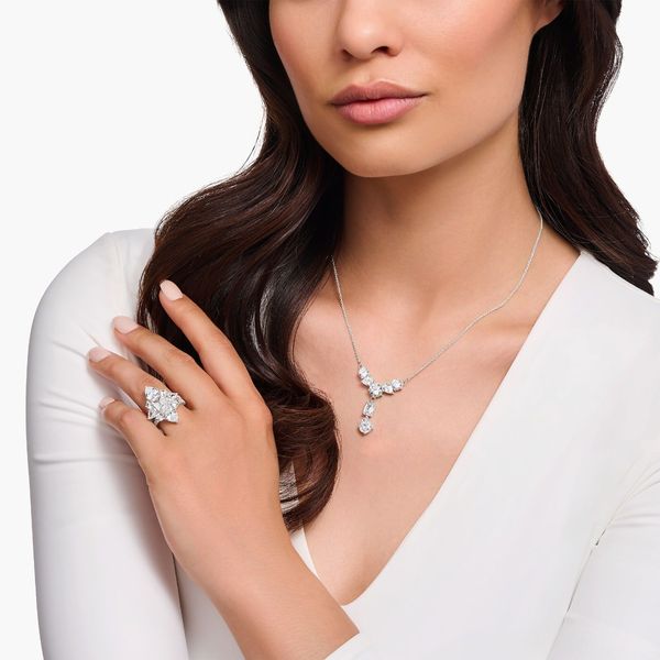 Thomas Sabo Zirconia Y-Shape Silver Necklace
