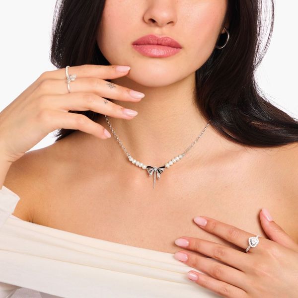 Thomas Sabo Silver Romance Bow Pearl CZ Necklace |Peter Jackson - Main Image