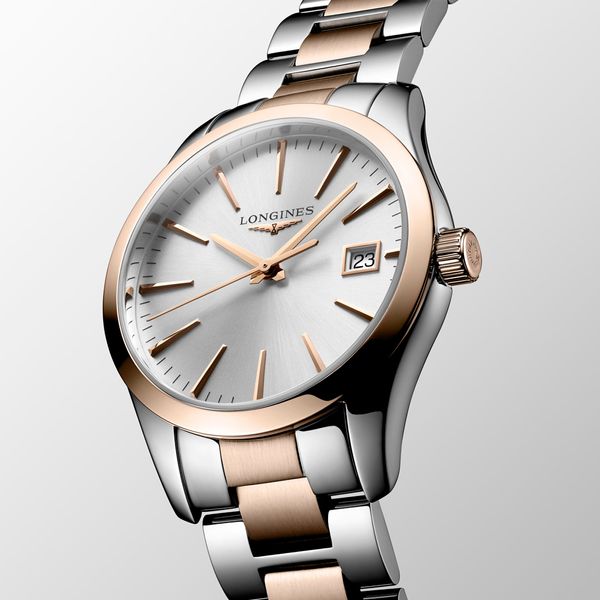 Longines Conquest Classic 34mm Steel Two Tone Silver Quartz Bracelet Watch