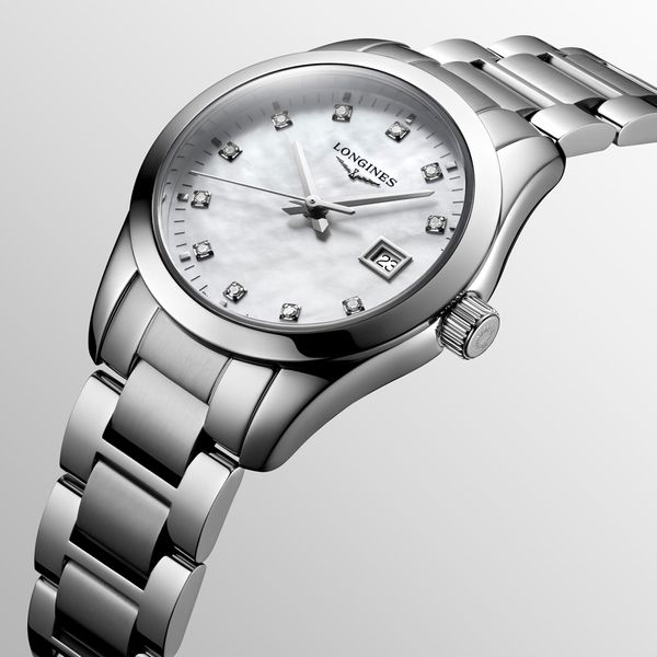 Longines Conquest Classic 29.50mm Mother of Pearl Diamond Quartz Bracelet Watch