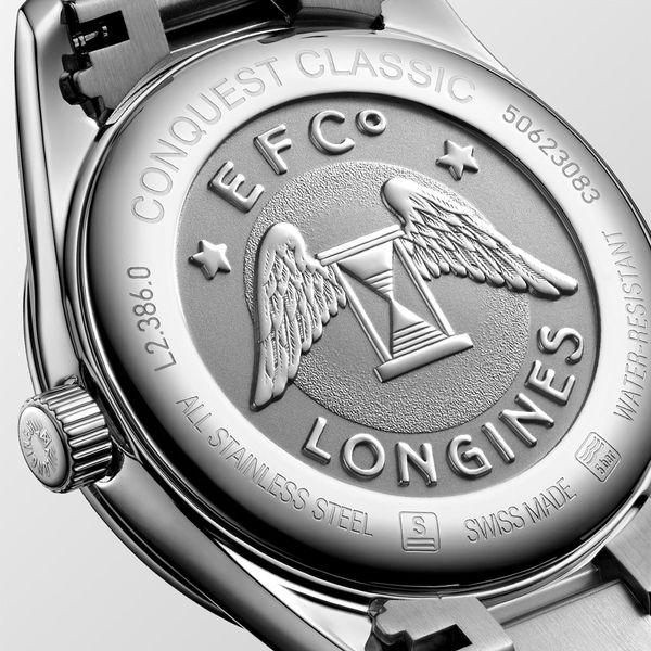 Longines Conquest Classic 29.50mm Steel Mother of Pearl Diamond Bezel Quartz Bracelet Watch