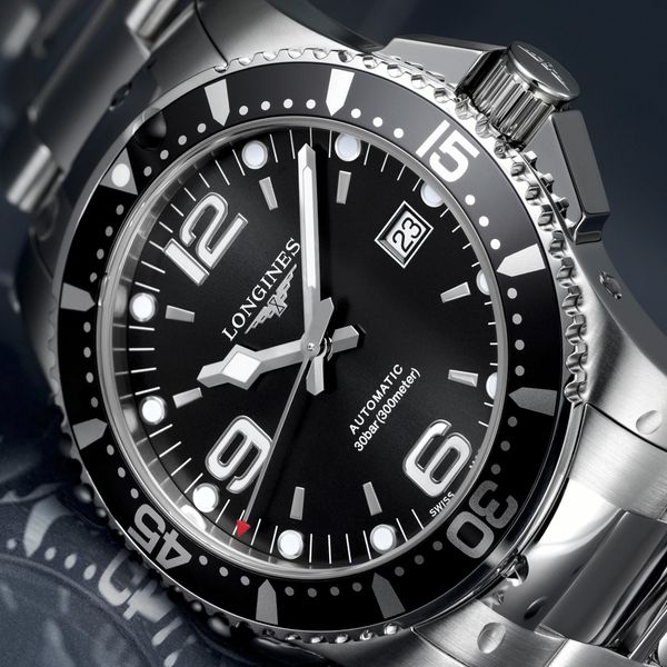 Longines HydroConquest 41mm Steel Black Automatic Bracelet Watch