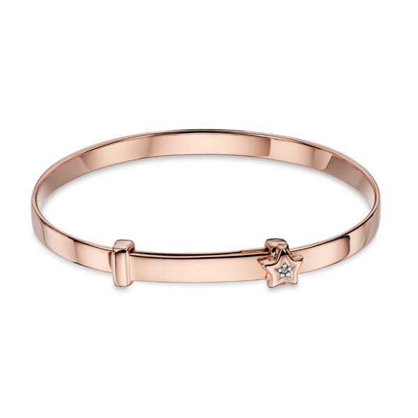 Little Star Gracie Diamond Rose Gold Baby Bangle 