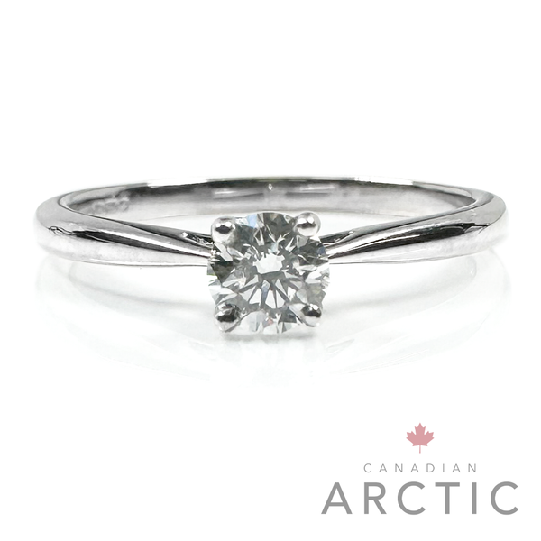 18ct White Gold 0.24ct Canadian Arctic Round Brilliant Diamond 4 Claw Solitaire 