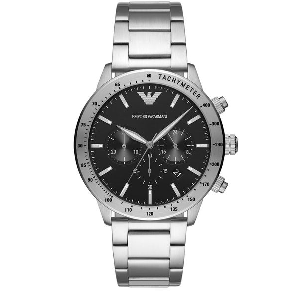 Emporio Armani Mario Gents black dial watch AR11241 Peter Jackson