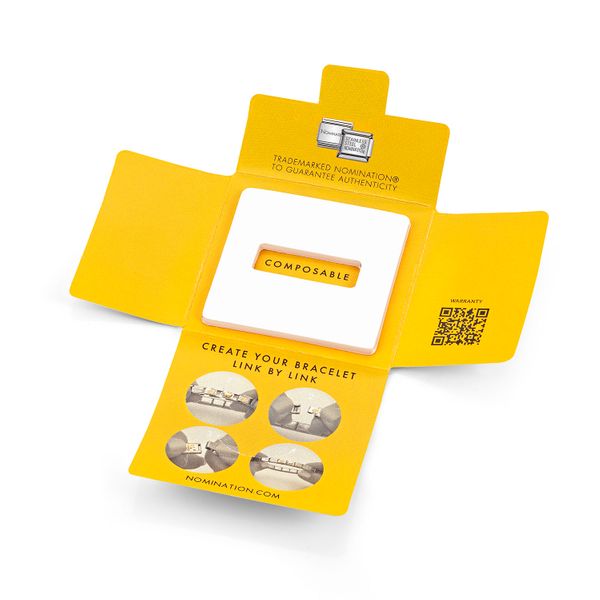 Nomination Composable Classic Link Black & Silver Glitter Paw Print In Bonded Yellow Gold