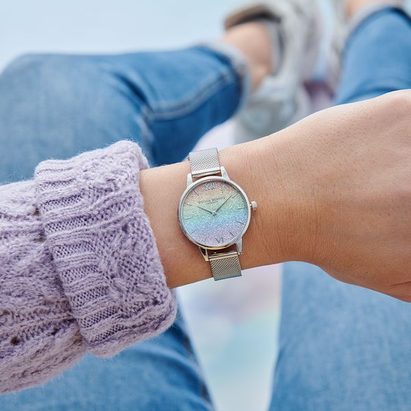 silver glitter watch