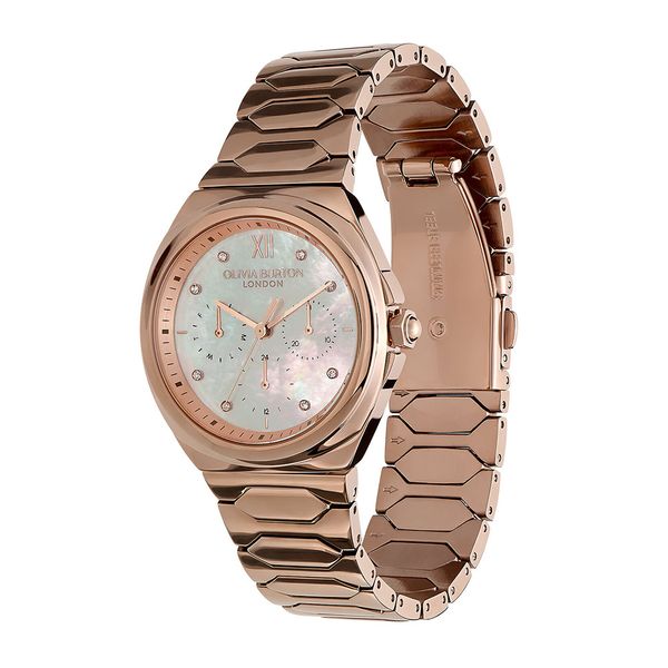 Olivia Burton Lustre 36mm Multi-Function White & Rose Gold Bracelet Watch