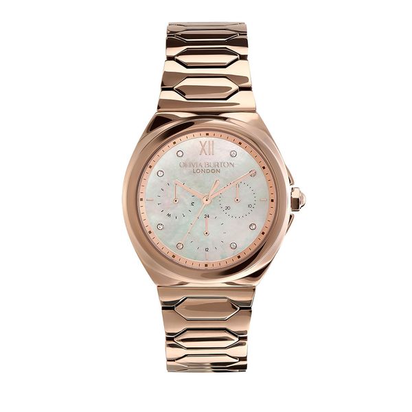 Olivia Burton Lustre 36mm Multi-Function White & Rose Gold Bracelet Watch