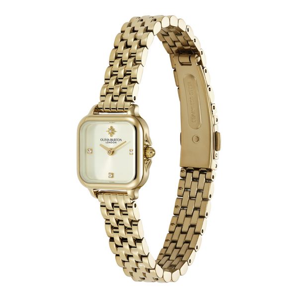 Olivia Burton Mini Grosvenor 20mm Ivory Dial Bracelet Watch 