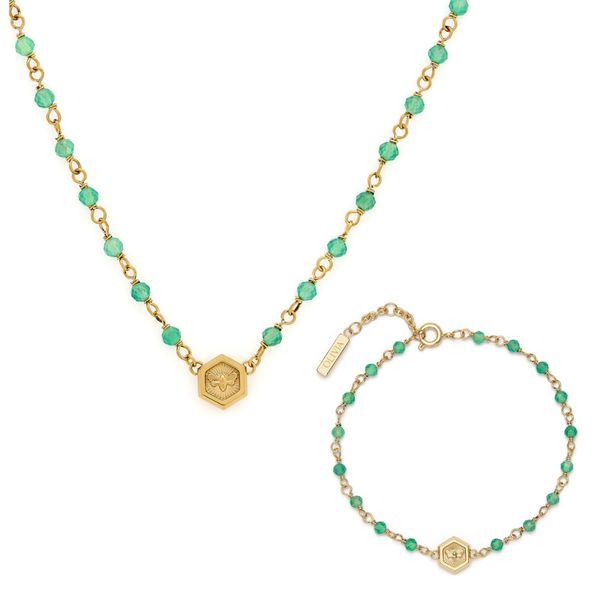 Olivia Burton Minima Bee Green Necklace Bracelet Set Peter