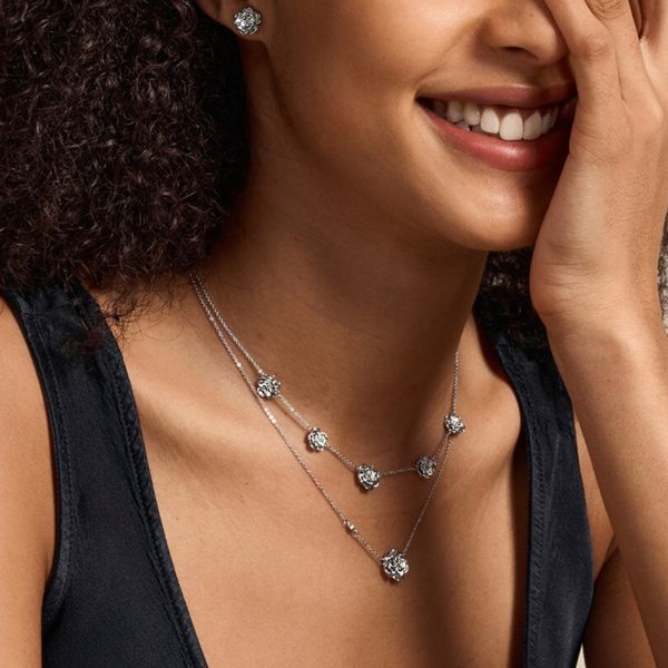 Olivia Burton Signature Tudor Rose Silver Necklace | Peter Jackson