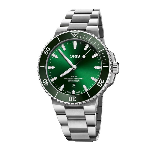 Oris Aquis Date Green 43.5mm Steel Bracelet Watch