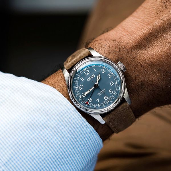 Oris Big Crown Pointer Date 40mm Blue Dial Strap Watch Peter Jackson