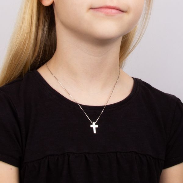 D for Diamond Cross Silver Pendant