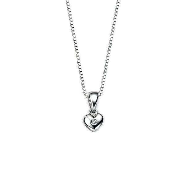 D for Diamond Heart Silver Pendant