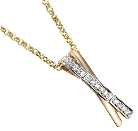Ladies 9ct Two Colour Kiss Diamond Pendant and Earring Set