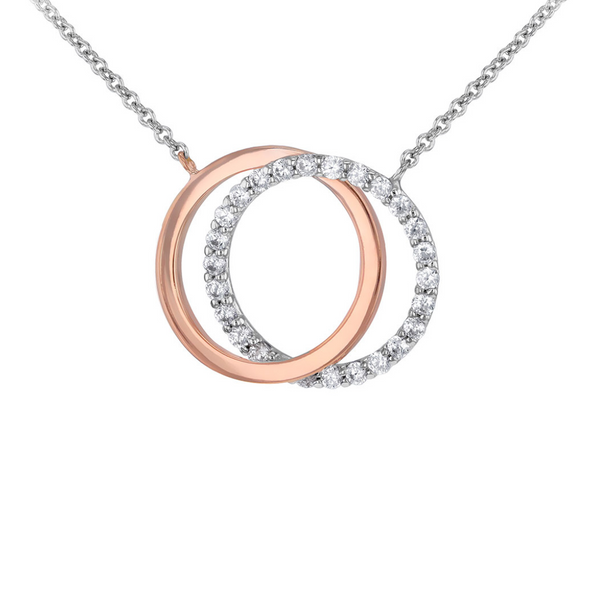 9ct White & Rose Gold Interlinked Circle Necklace 