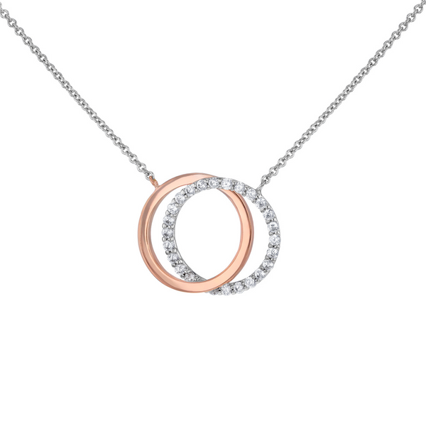 9ct White & Rose Gold Interlinked Circle Necklace 