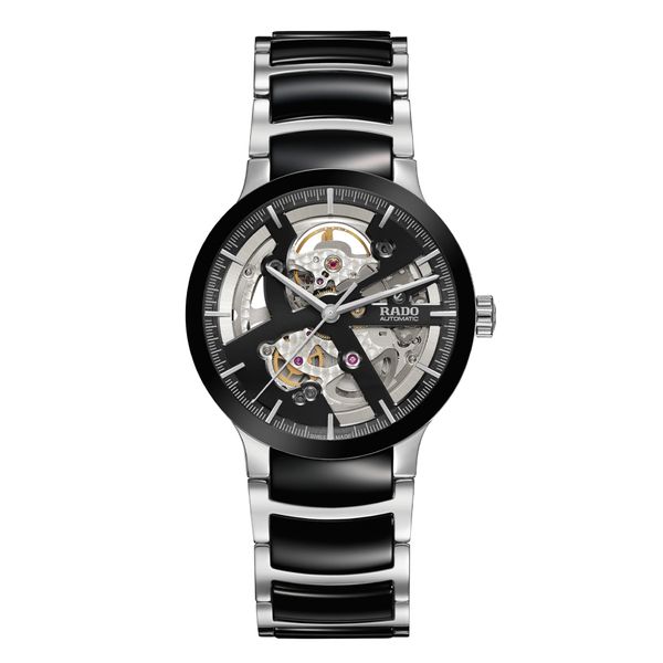Rado Centrix 38mm Black Ceramic & Steel Open Heart Automatic Bracelet Watch