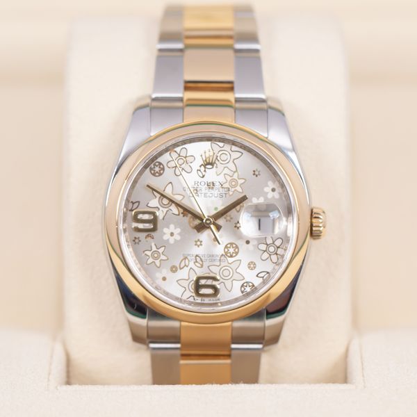 Rolex Datejust 36 116203 Silver Floral Dial Watch