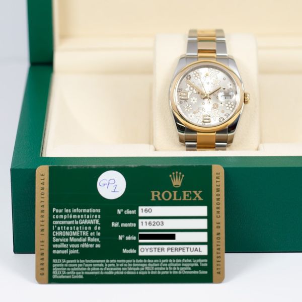 Rolex Datejust 36 116203 Silver Floral Dial Watch