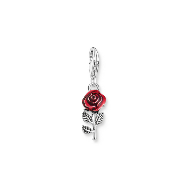 Thomas Sabo Red Rose Silver Charm
