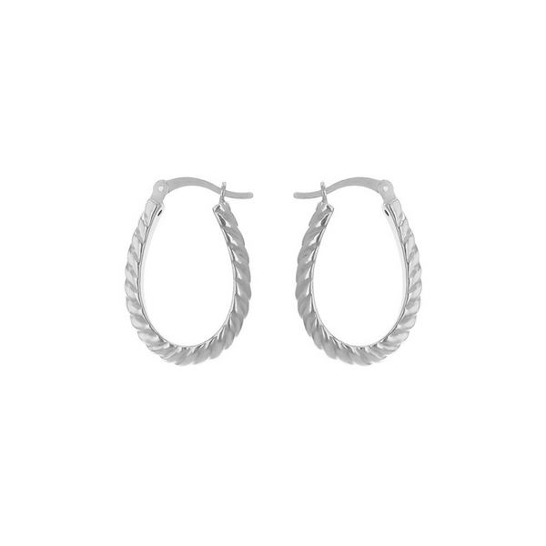 Sterling Silver Oval Twisted Creole Hoop Earrings 