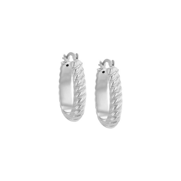 Sterling Silver Oval Twisted Creole Hoop Earrings 