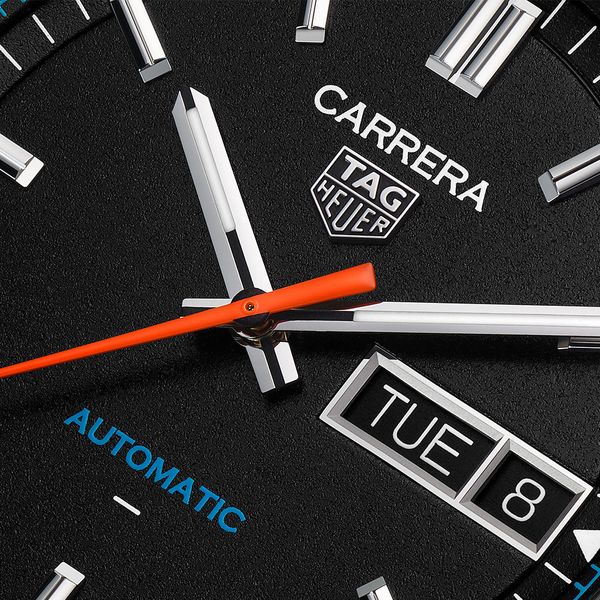 TAG Heuer Carrera Day-Date 41mm TH31-02 Black & Blue Automatic Strap Watch 
