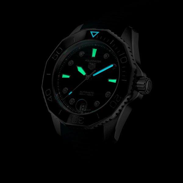 TAG Heuer Aquaracer Professional 300 36mm Diamond Set Blue Lagoon Rubber Strap Watch