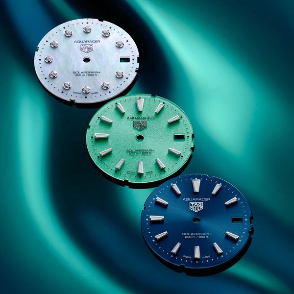 TAG Heuer Aquaracer Professional 200 34mm Solargraph Mother of Pearl Diamond Bezel Bracelet Watch 
